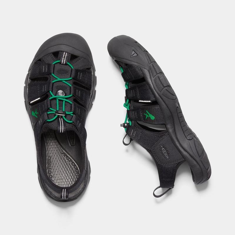 Keen Newport Revival Mens Hiking Sandals Black/Green NZ Sale (4135-CZTBI)